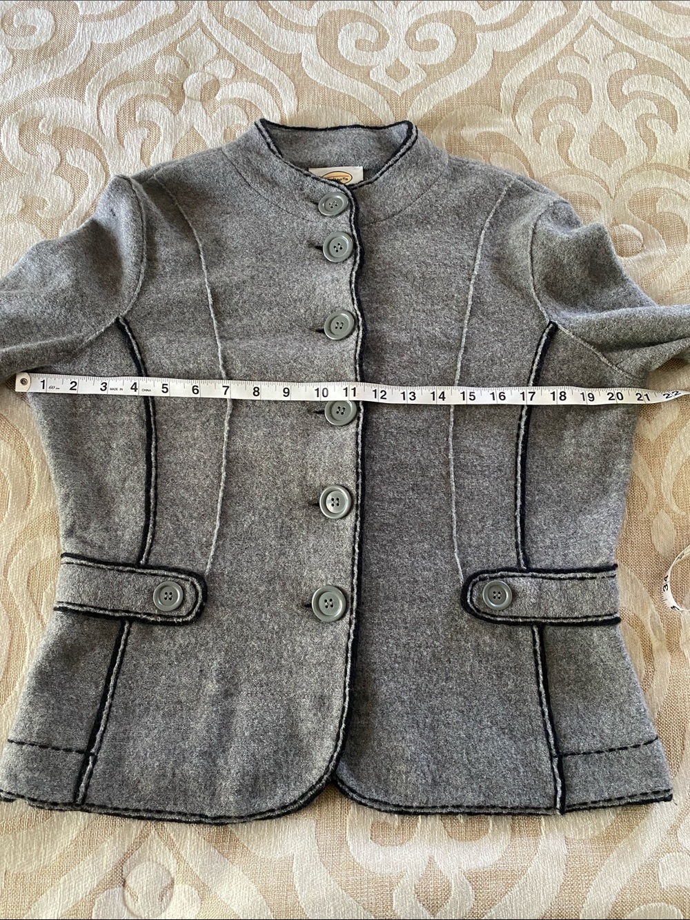 Talbots 100% Merino Wool Gray Button Jacket Size S - Picture 4 of 10
